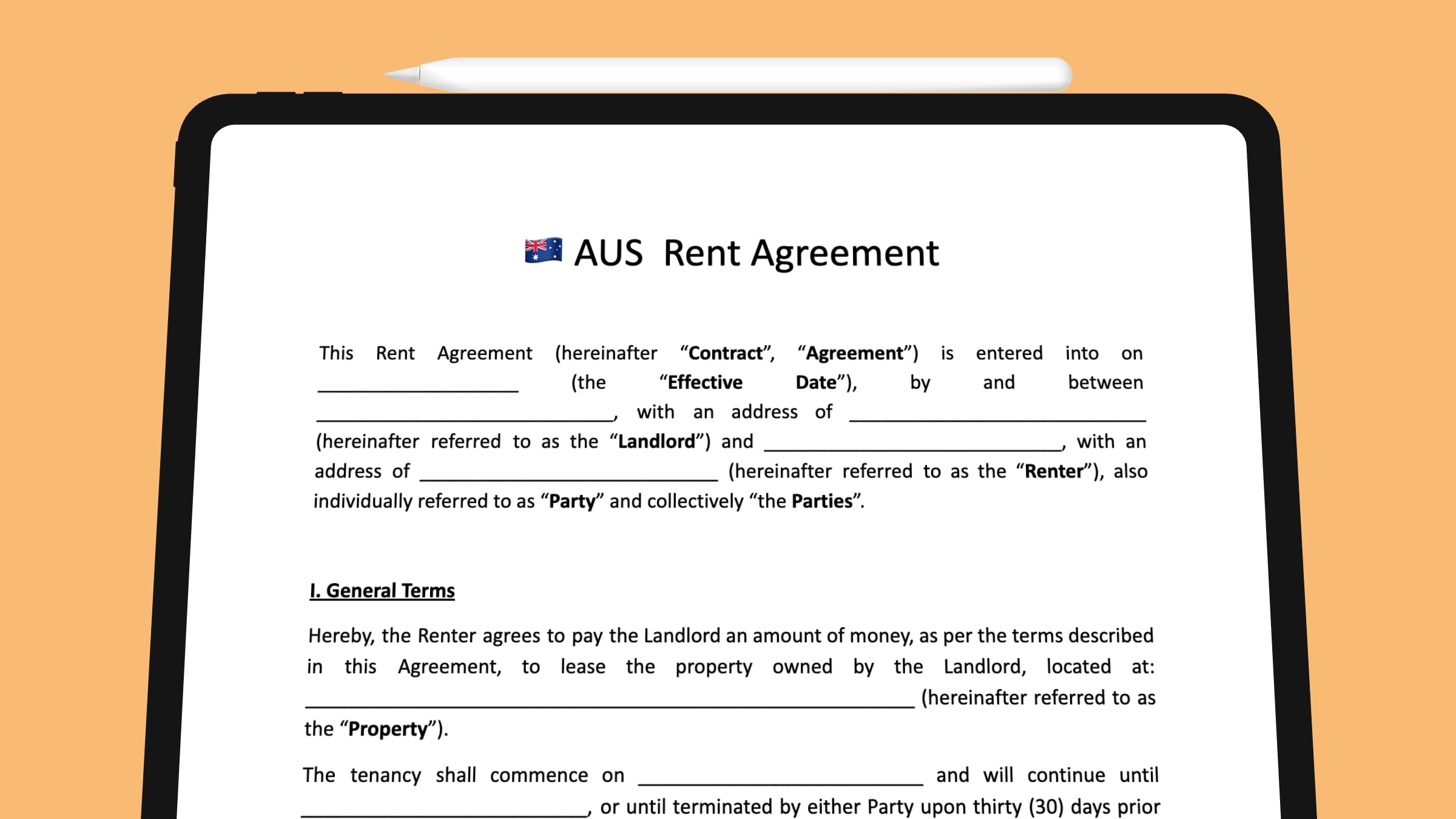THE Working AUS Free Rent Agreement Template